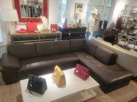 10-ft Tufted Brown Leather L Sectional