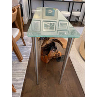 4-ft Crackle Glass Console Table on Metal Legs