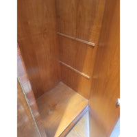 Vintage 3 Door Mottled Wood Armoire w/ Brass Door Pulls - AS IS