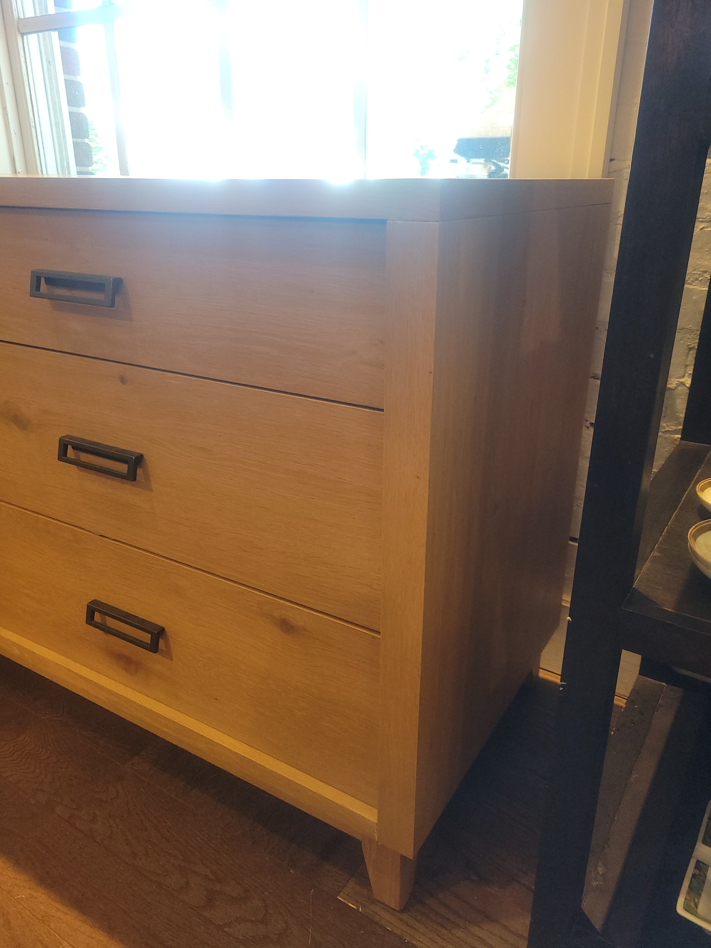 6-Drawer Natural Oak Dresser w/ Metal Pulls