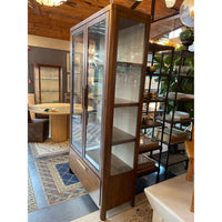 Walnut Eleana Cabinet w/ Beveled Glass Panel Doors & LED Lighting by Hooker