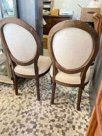 SET of 8 French Linen & Wood Dining Side Chairs by RH