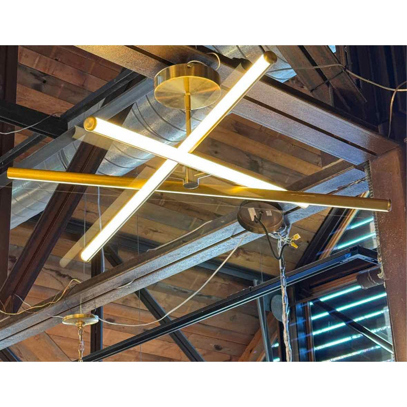 Brass Tone Adjustable 3 Light Rods LED Pendant