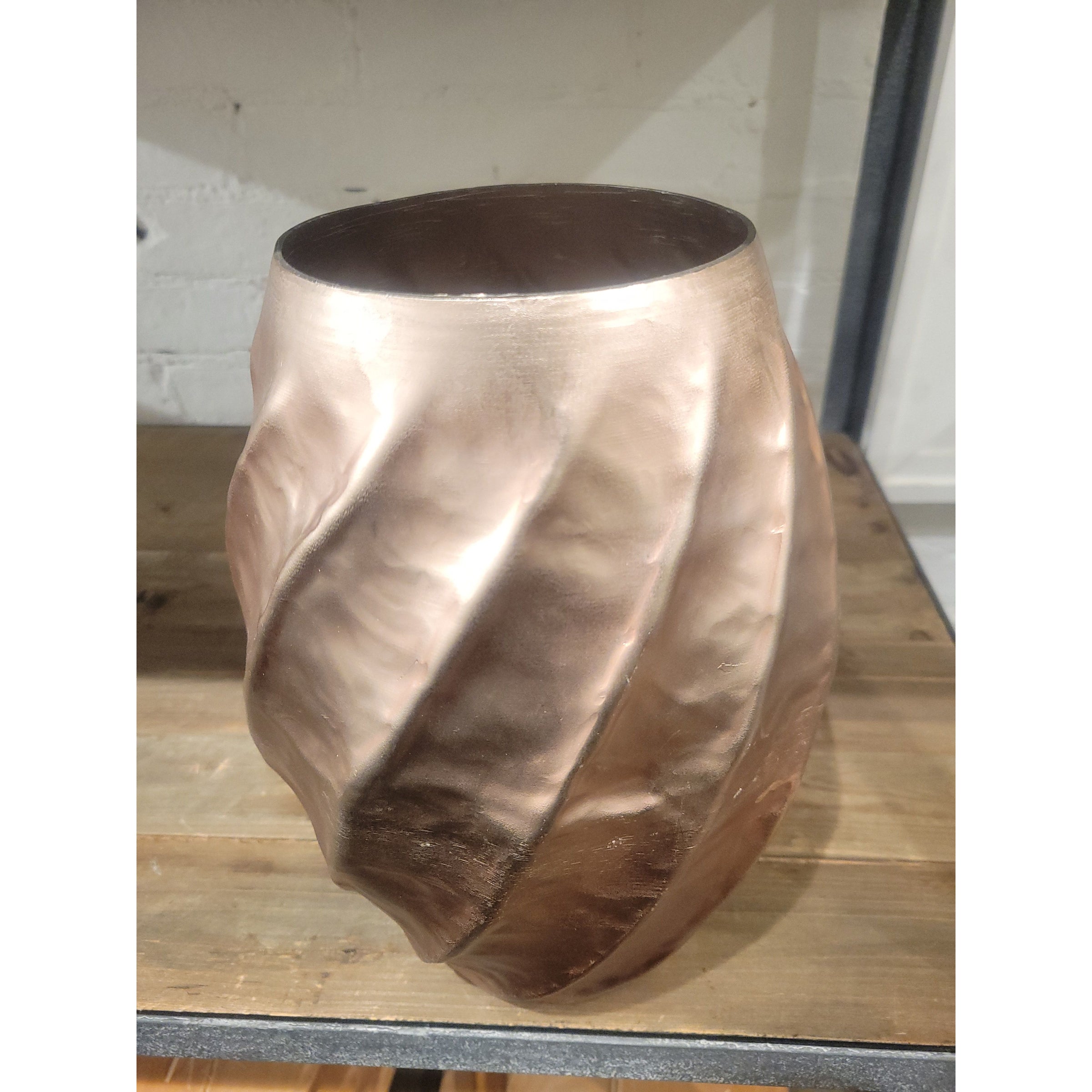 Tall Rose Gold Swirled Ceramic Vase