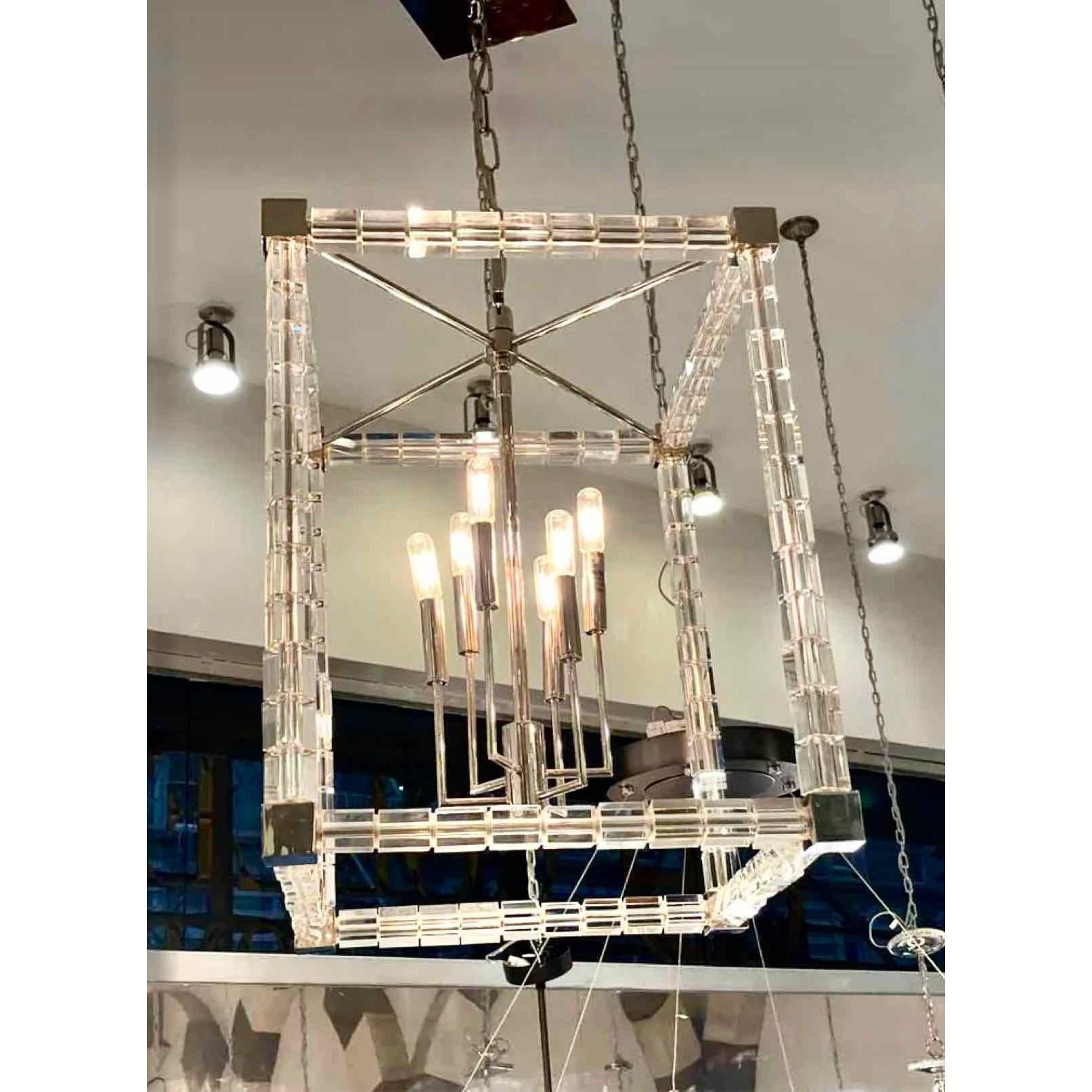 Lucite Lantern Chandelier - colletteconsignment.com