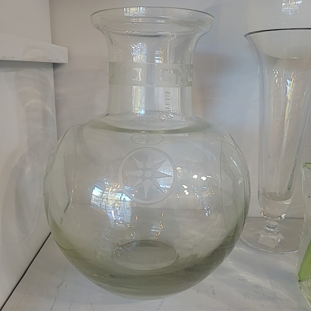 Perry Coyle Etched Glass Urn Shaped Vase