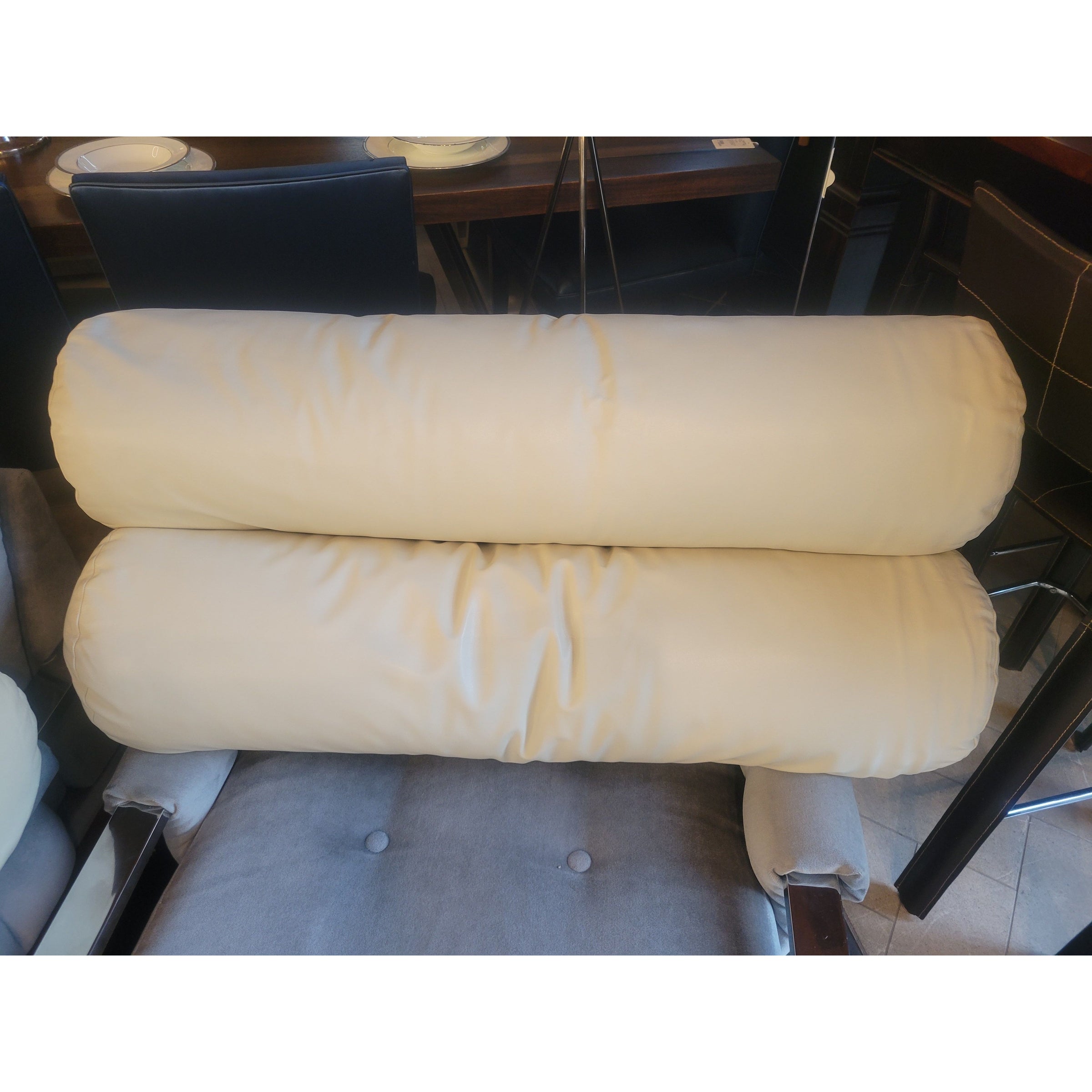 White Leather Bolster Pillow