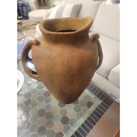 Large Fiber Stone Pot w/ Deer Antler Handles