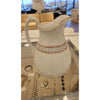 Large White Pitcher w/ Handle & Greek Key Pattern