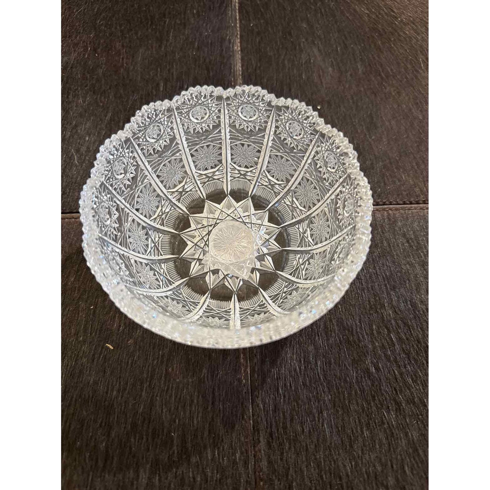 Bohemian Cut Crystal Bowl, 4.5" Dia x 2.25"H