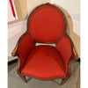 Vintage Bergere Style Armchair w/ Rust Colored Upholstered Seat and Back