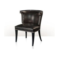 PAIR of 'Bertram' Black Leather Nailhead Chairs by Theodore Alexander