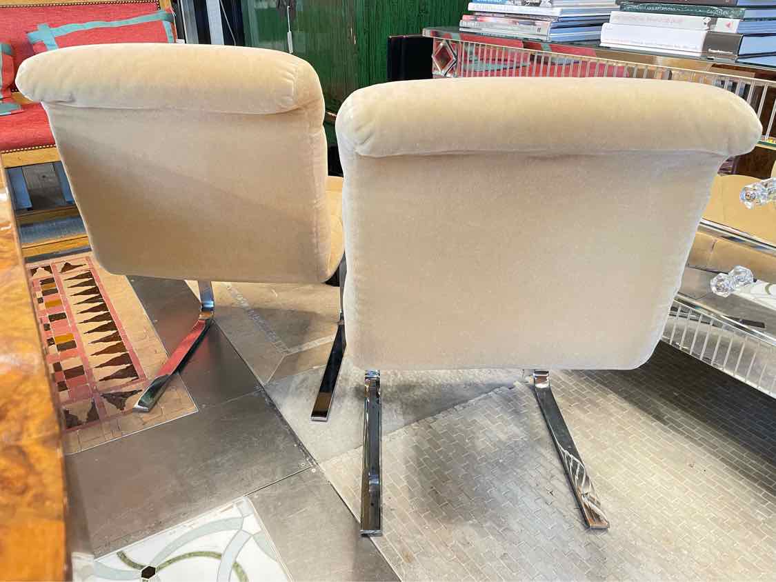 SET of 8 Wool Mohair Cantilever Dining Chairs by Pace (AS IS)