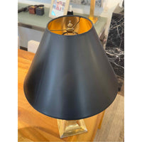 Pair of Chrome & Brass Table Lamps w/ Black Shades