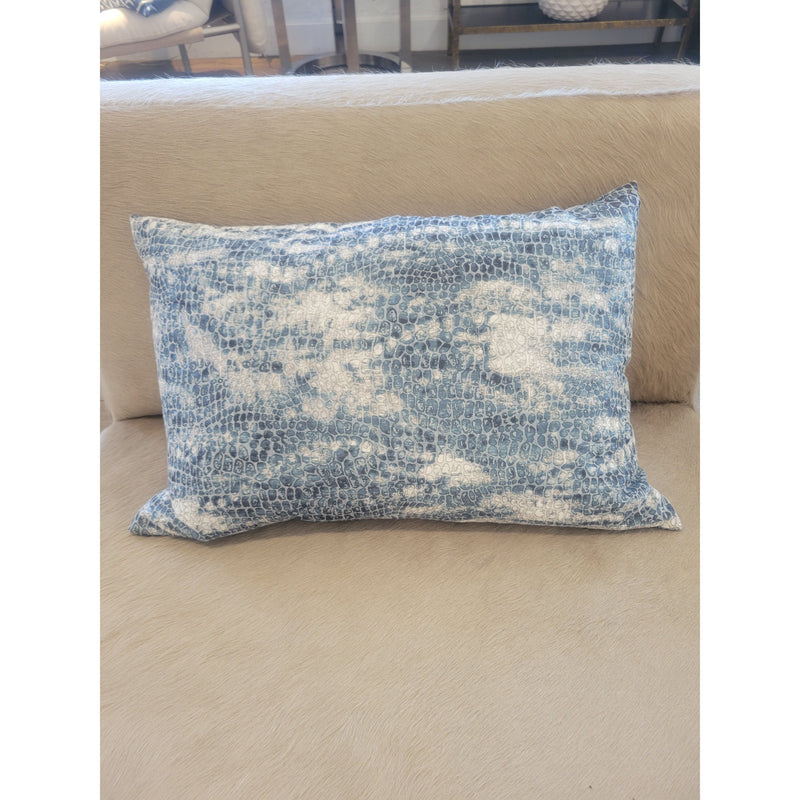 Pair of Blue & Gray Lumbar Pillows w/ Snake Print