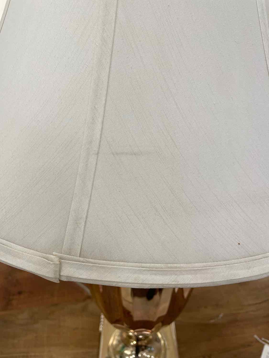 Rose Gold Tone Trophy Table Lamp w/ White Shade