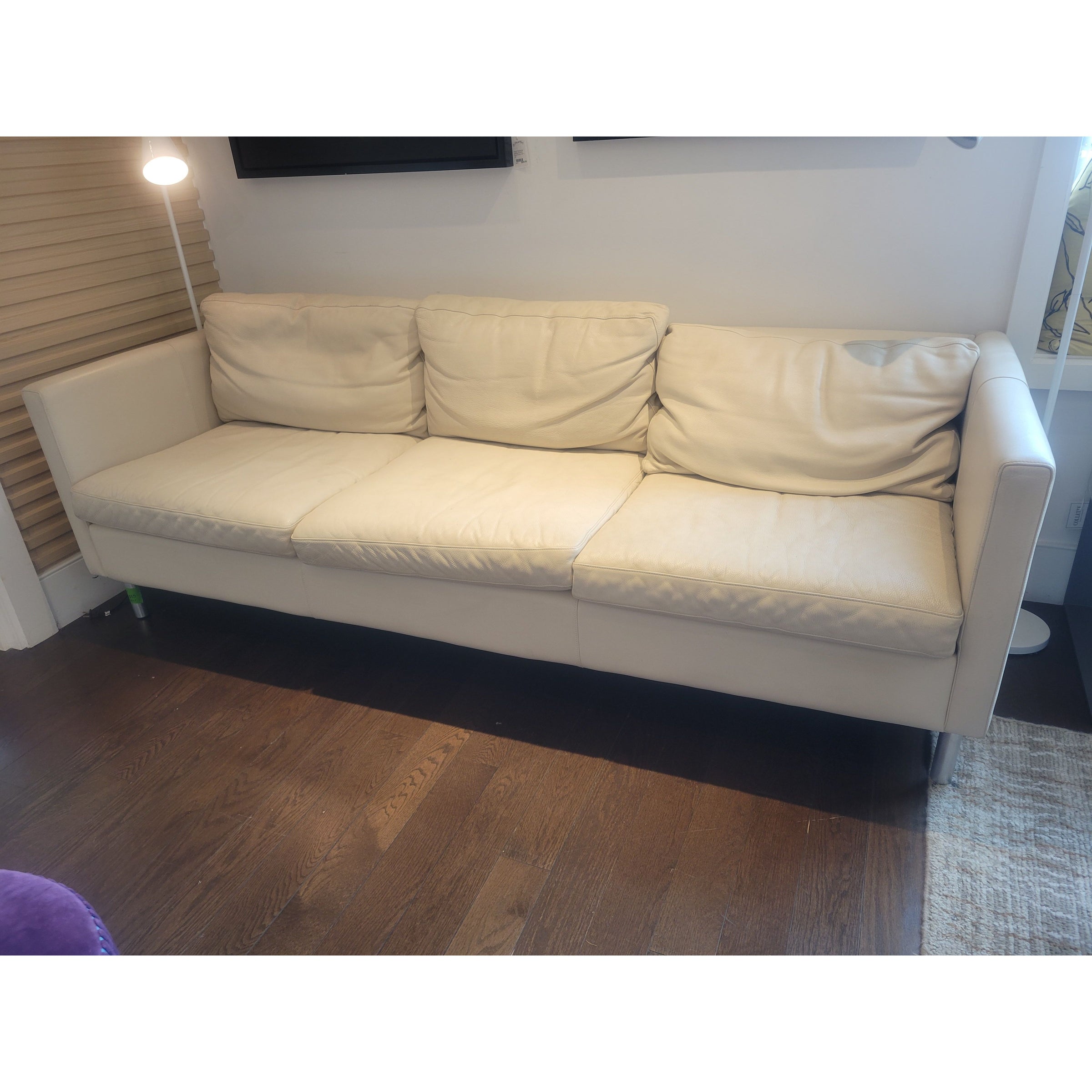 'Jackson' 7-ft Beige Leather Sofa by Room & Board - AS IS