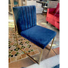 Pair of Goldfinger Dining Chairs in Navy Suede w/ Shiny Brass Legs