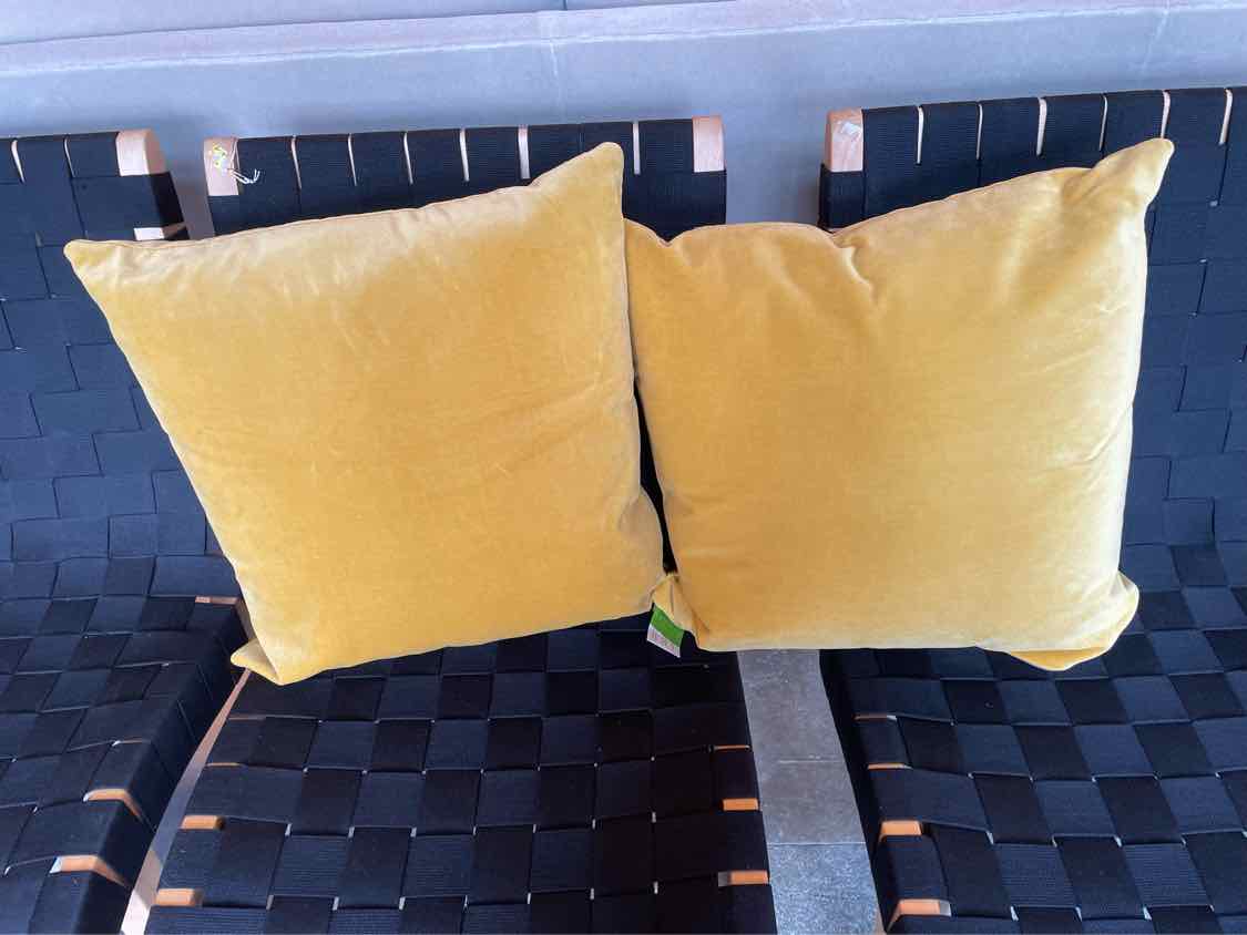 PAIR of Mustard Yellow Square Pillows