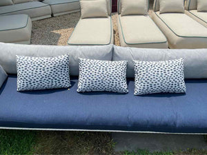 Set of 3 Navy Spotted White Rectangular Outdoor Pillows