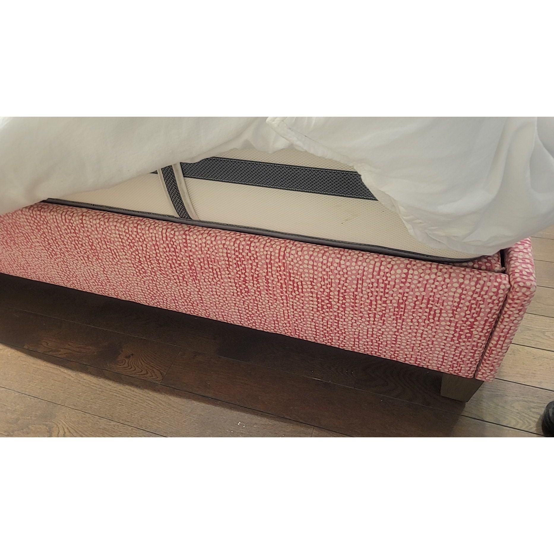 Twin-Sized Pink & Red Spotted Upholstered Bed Frame - colletteconsignment.com