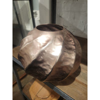 Short Rose Gold Swirled Ceramic Vase