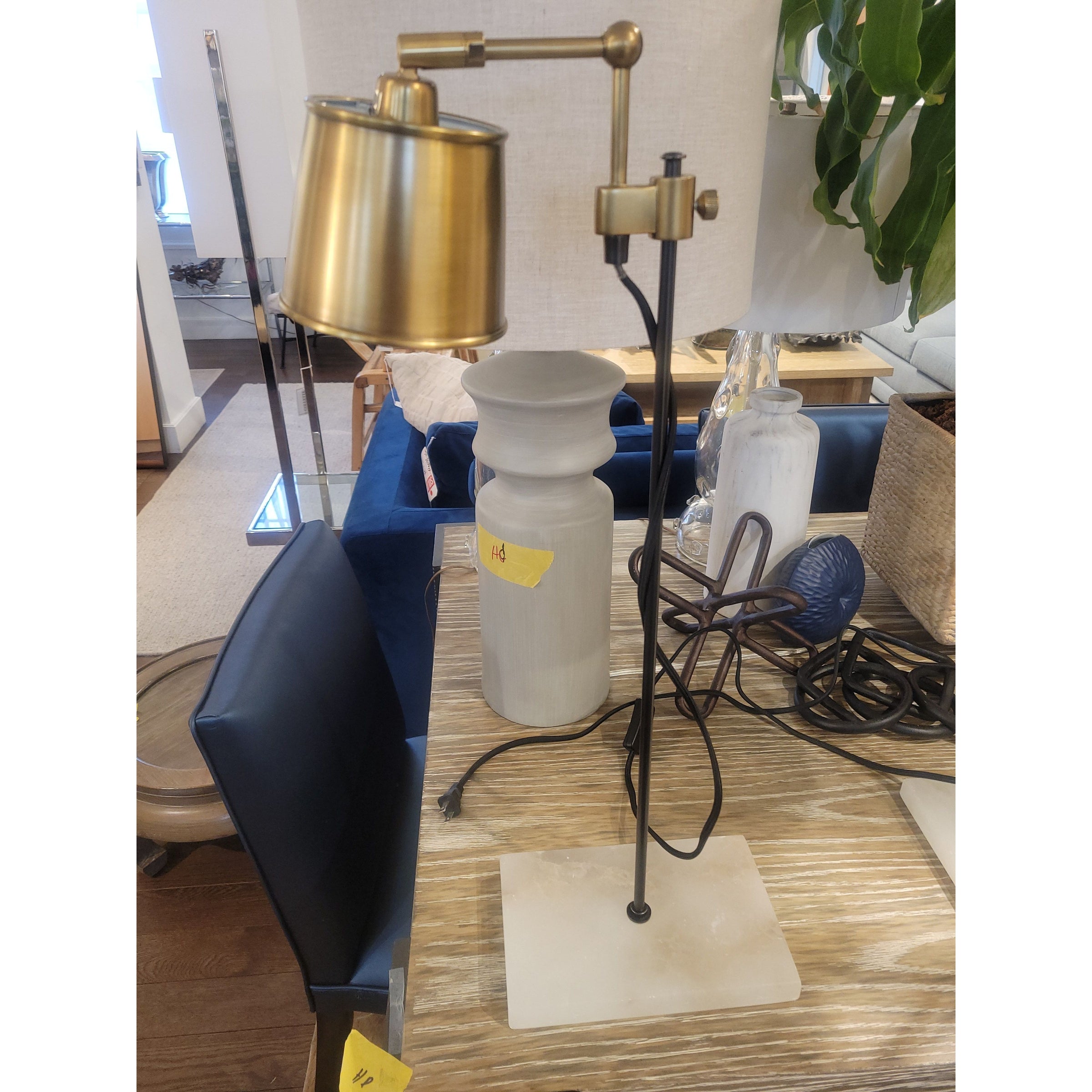 PAIR of Alabaster & Brass Lab Lights by Karakter x Anatomy Design - colletteconsignment.com