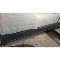King-Sized 'Lianna' Tufted Charcoal Leather Bed Frame by Ethan Allen
