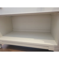 PAIR of 1-Drawer Matte White Lacquer Nightstands w/ Metal Pulls (AS IS)