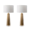PAIR of Brass Finish Table Lamps w/ White Shades