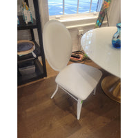 PAIR of White Faux Leather Dining Chairs - AS IS