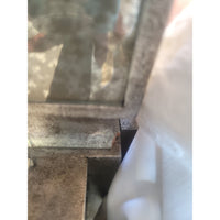 King-Sized Mirrored Mercury Glass Canopy Bed w/ Lilac Velvet Headboard (AS IS) - colletteconsignment.com