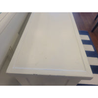 Vintage White Painted Wood Console Table w/ Open Storage - colletteconsignment.com
