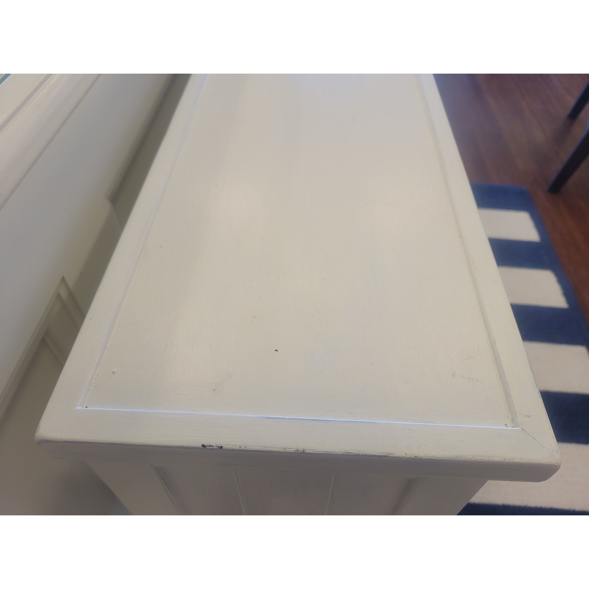 Vintage White Painted Wood Console Table w/ Open Storage - colletteconsignment.com