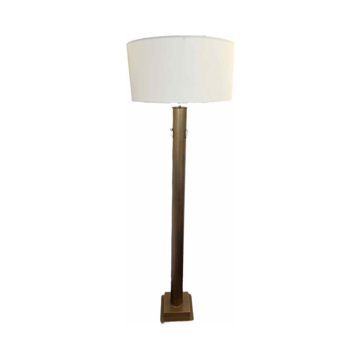 Brass Ring Floor Lamp w/ Beige Shade