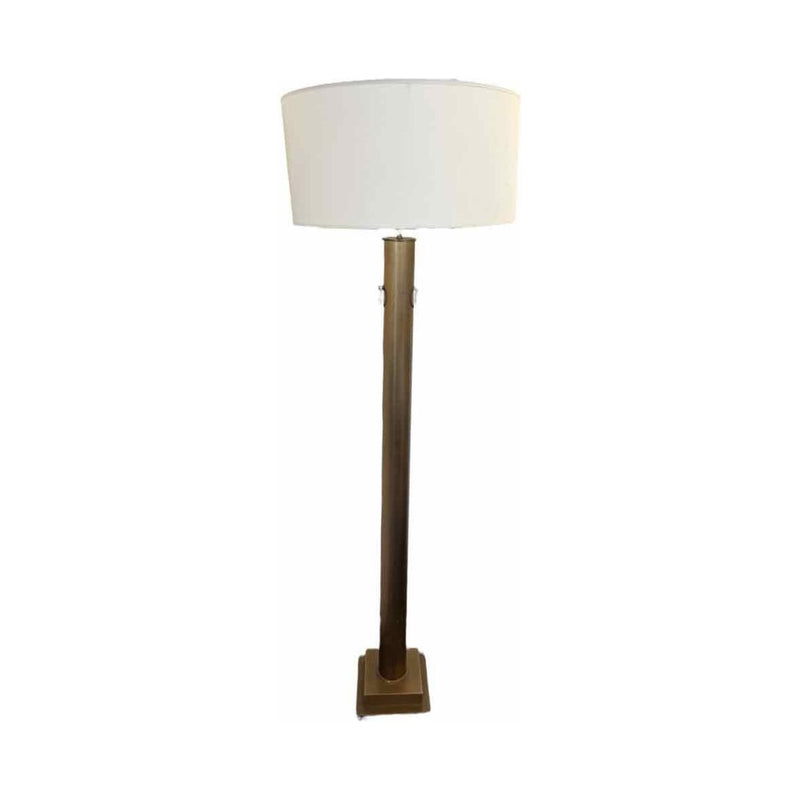 Brass Ring Floor Lamp w/ Beige Shade