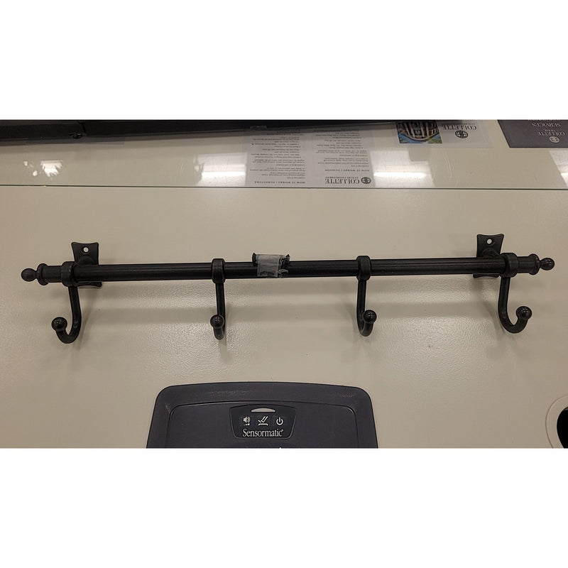 Wall-Mounted Iron Coat Rack Bar w/ 4 Hooks - colletteconsignment.com
