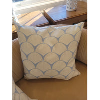 PAIR of Custom Off-White Seashells on Blue Square Pillows