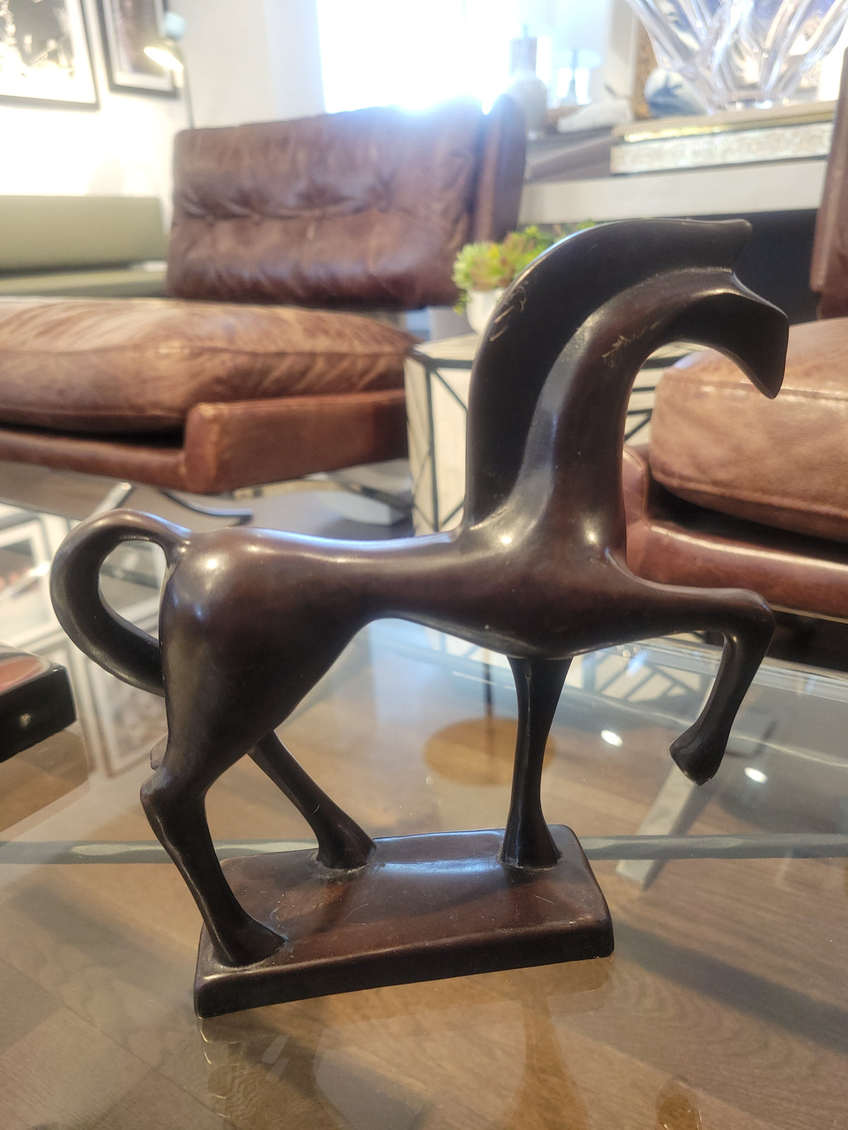 Small Art Deco Style Metal Horse Statue