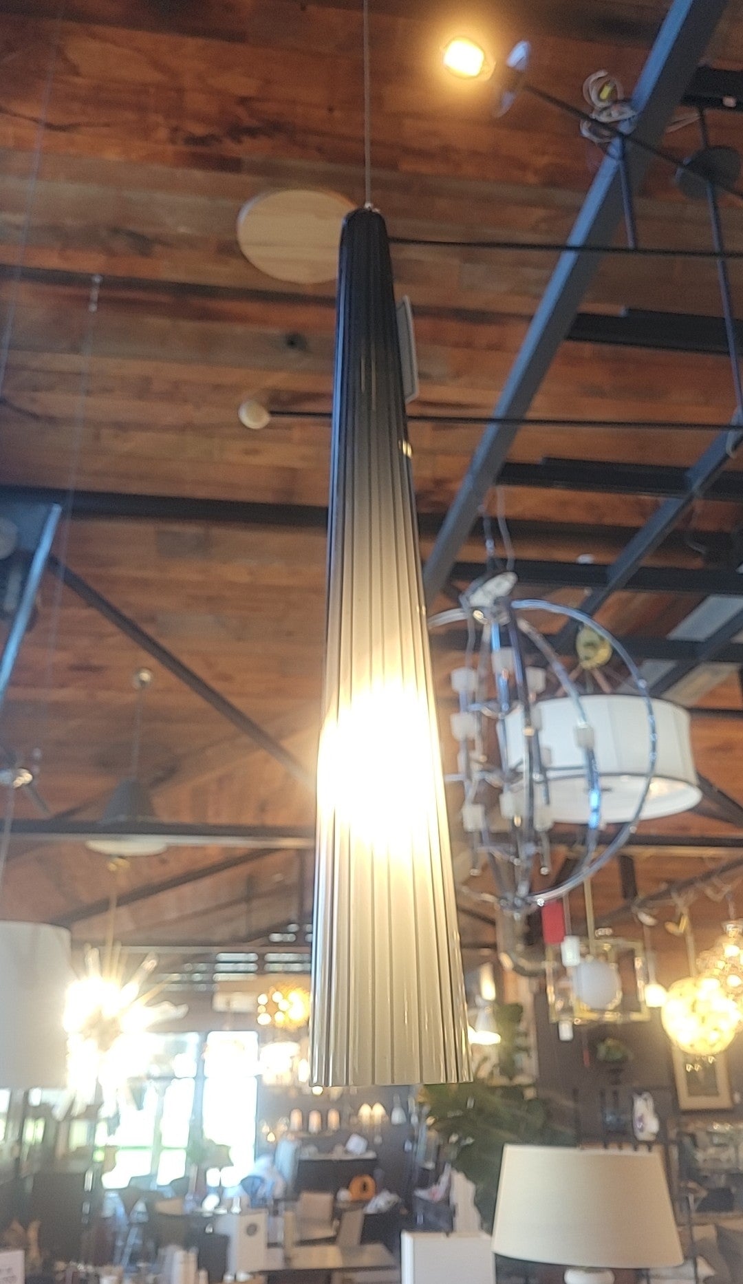 PAIR of Gray Glass Pendant Lights