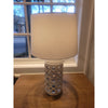 PAIR of White Ceramic Hexagonal Cutout Table Lamps w/ White Shades