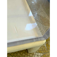 Custom Lucite / White Leather Coffee Table by Classic Gallery