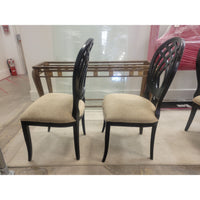 SET of 6 Italian Ebony Chairs w/ Fabric Seats by Costantini Pietro - colletteconsignment.com