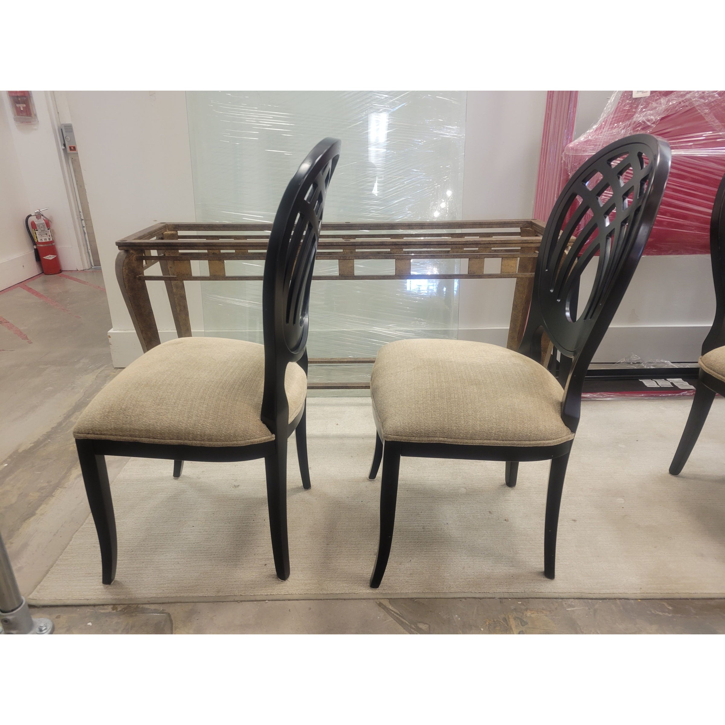 SET of 6 Italian Ebony Chairs w/ Fabric Seats by Costantini Pietro - colletteconsignment.com