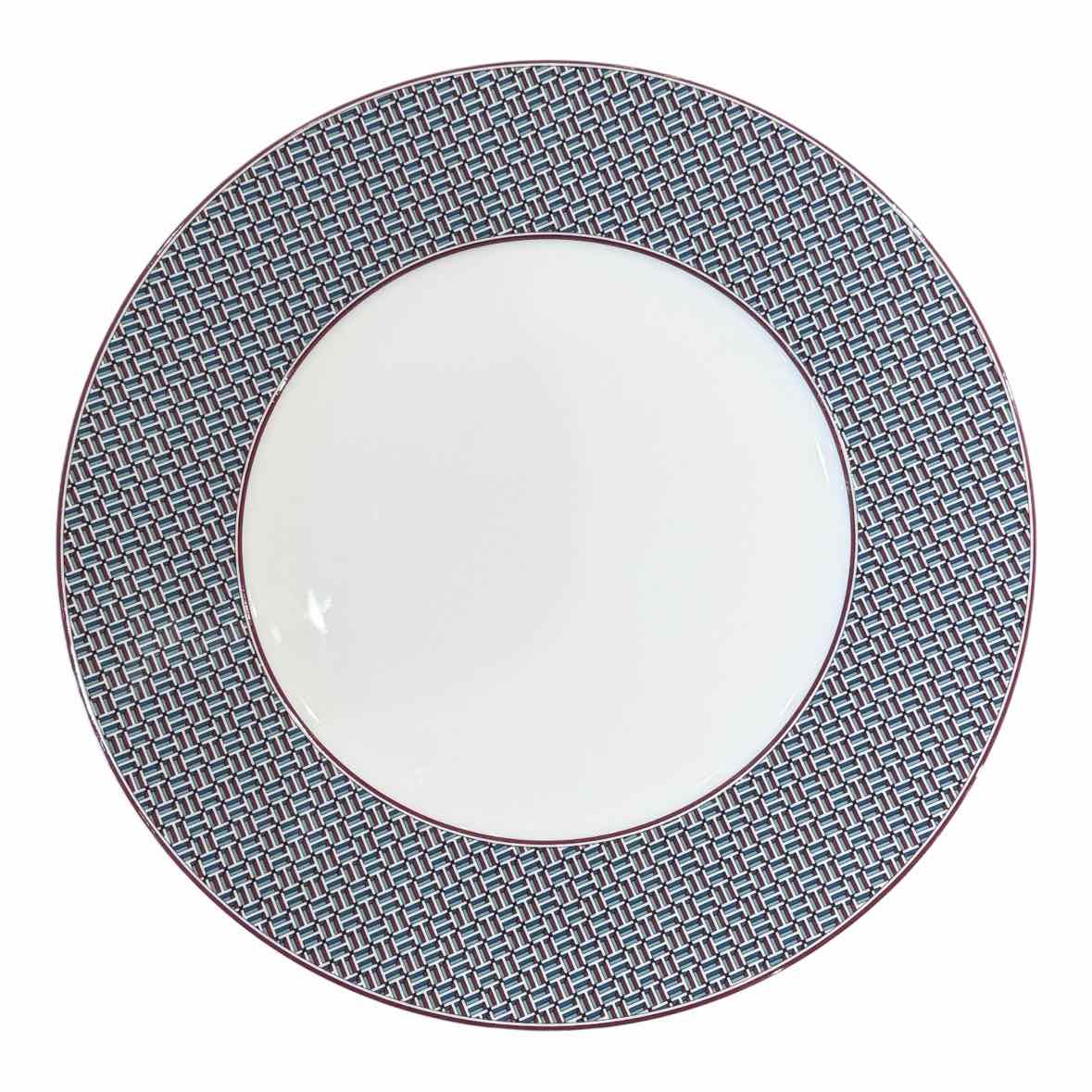 Hermes Tie Set Porcelain Salad / Dessert Plate w/ Purple Trim