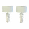 Pair of B.D. Jeffries "Molecule" Table Lamps in White 20"Diam X 32.5"H