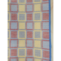 12x14-ft Blue & Red Squares Pattern Rug