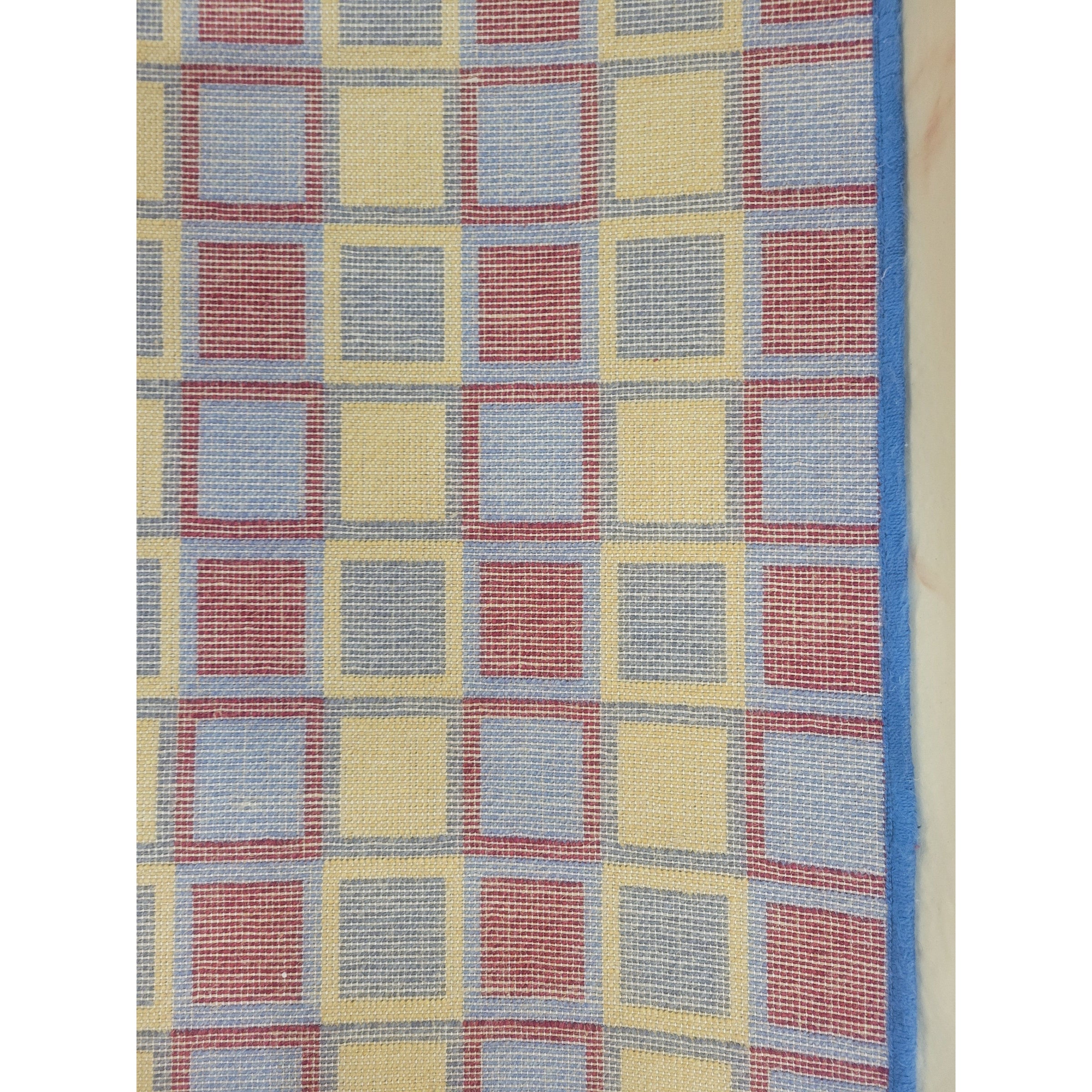 12x14-ft Blue & Red Squares Pattern Rug