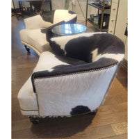 PAIR of Mid-Century Cowhide Club Chairs w/ Brass Nailheads