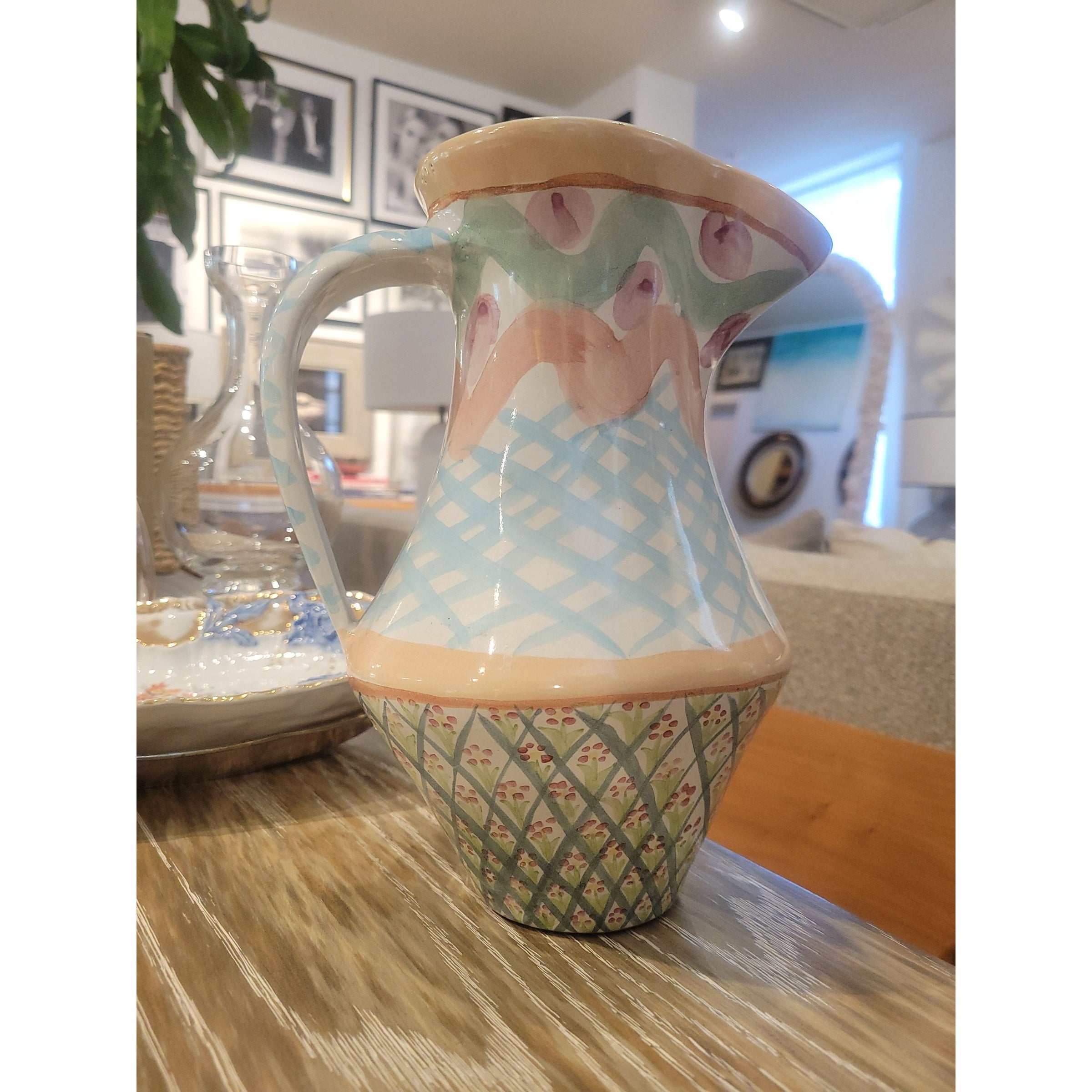 Heather Painted Ceramic Pitcher by Mackenzie Childs